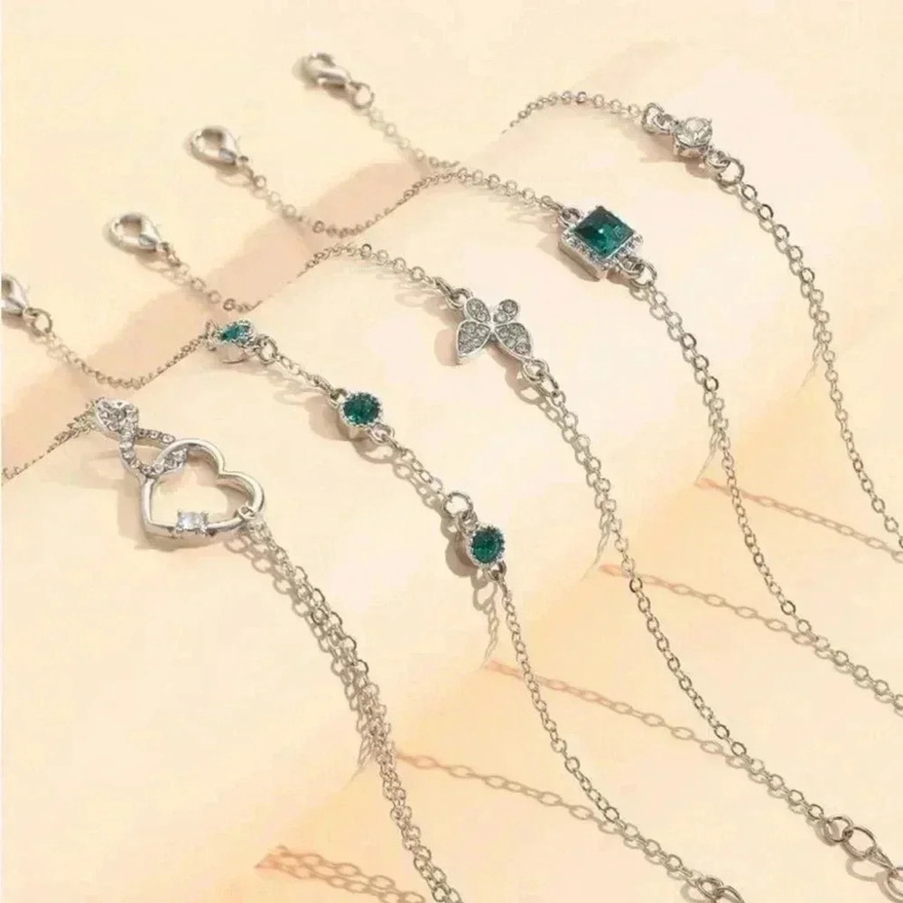 ⚠️Clearance 5pcs Silver And Green Bracelet Set - Picture 6 of 6